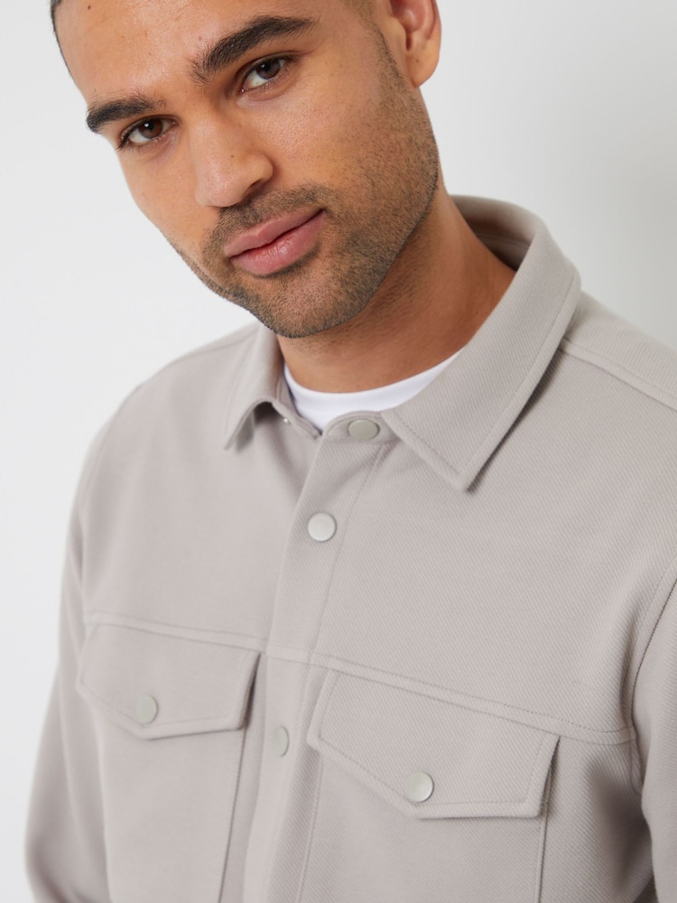 Threadbare Ecru Luxe Button Through Twill Shacket - Image 4 of 4