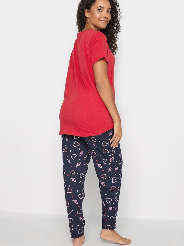 M&Co Red Tis The Season Candy Cane Cuffed PJ Set - Image 2 of 4