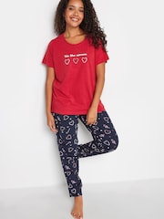 M&Co Red Tis The Season Candy Cane Cuffed PJ Set - Image 3 of 4