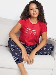 M&Co Red Tis The Season Candy Cane Cuffed PJ Set - Image 4 of 4