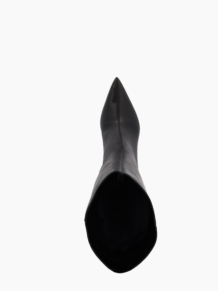 Dune London Black Standard Fit Smooth Kitten Heel Point Knee-High Boots - Image 5 of 5