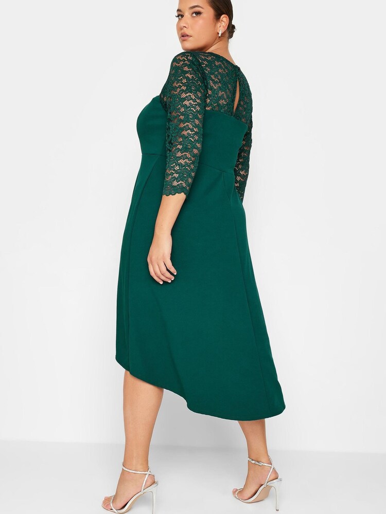 Yours Curve Green London High Low Lace Sweetheart Dress - Image 2 of 4