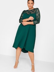 Yours Curve Green London High Low Lace Sweetheart Dress - Image 3 of 4