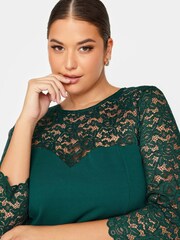 Yours Curve Green London High Low Lace Sweetheart Dress - Image 4 of 4