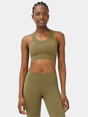 Sweaty Betty Khaki Green Stamina Seamless Sports Bra - Image 1 of 5