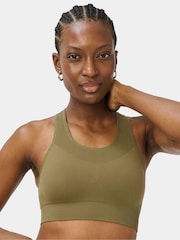 Sweaty Betty Khaki Green Stamina Seamless Sports Bra - Image 2 of 5