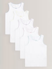 White with Trim 5 Pack Vests (1.5-16yrs) - Image 1 of 8