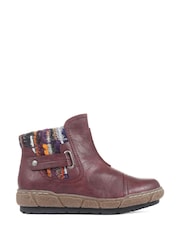 Pavers Red Ladies Wide Fit Ankle Boots - Image 1 of 5