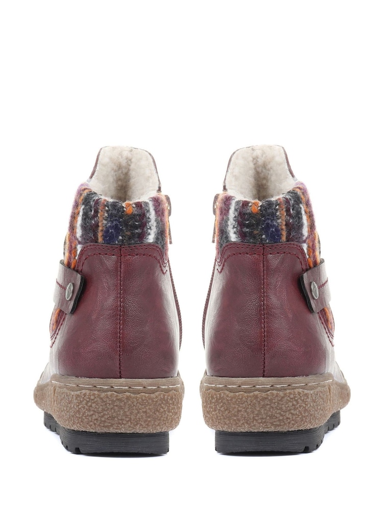 Pavers Red Ladies Wide Fit Ankle Boots - Image 3 of 5