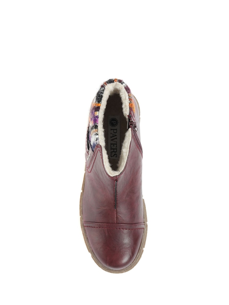 Pavers Red Ladies Wide Fit Ankle Boots - Image 4 of 5