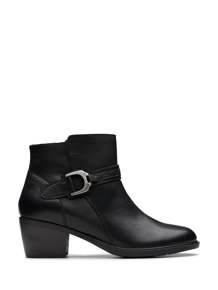 Clarks Black Standard Fit (F) British Neva Western Buckle Boots - Image 1 of 7