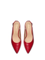 Clarks Red Leather Adela Sling Shoes - Image 6 of 7