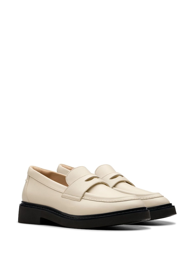 Kremowy - Skórzane mokasyny Clarks - Image 4 of 7