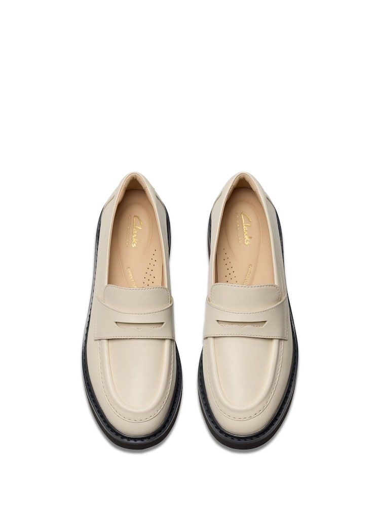 Kremowy - Skórzane mokasyny Clarks - Image 5 of 7