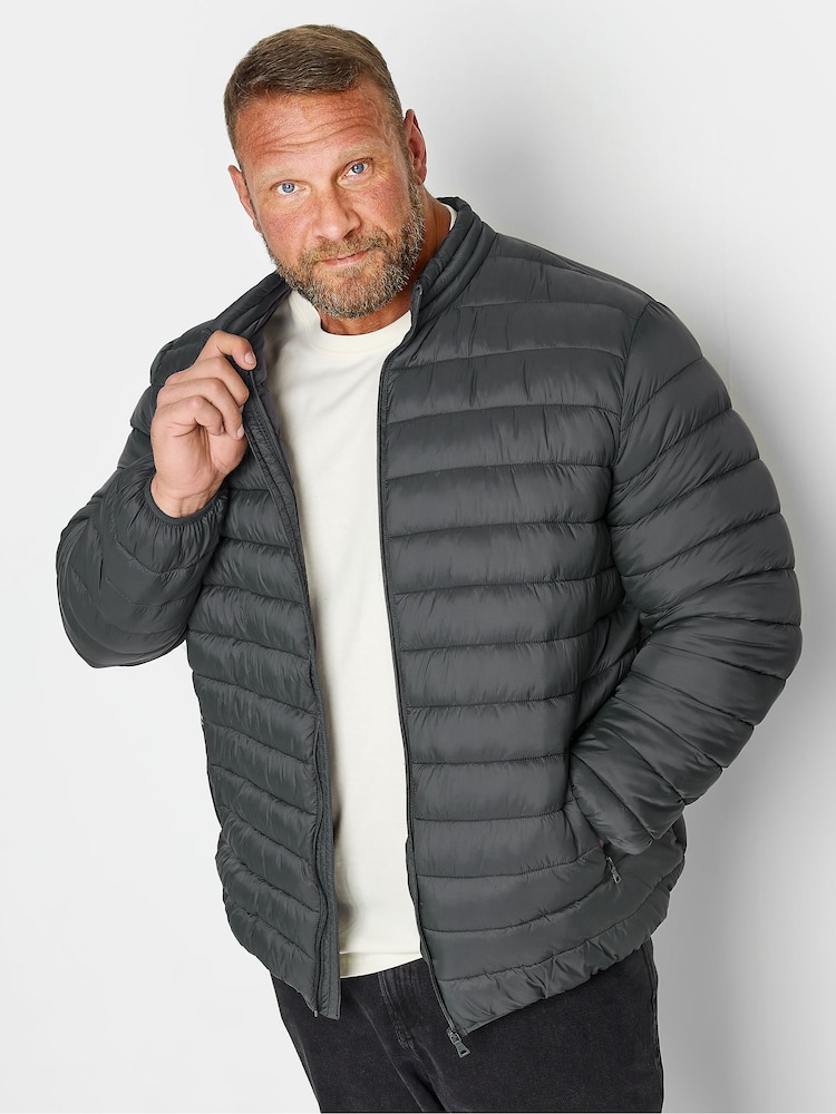 BadRhino Big & Tall Black Padded Collar Coat - Image 2 of 4 BadRhino Big & Tall Black Padded Collar Coat - Image 2 of 4