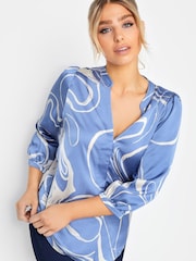M&Co Blue Abstract 3/4 Sleeve Blouse - Image 1 of 4