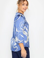 M&Co Blue Abstract 3/4 Sleeve Blouse - Image 2 of 4