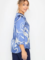 M&Co Blue Abstract 3/4 Sleeve Blouse - Image 3 of 4