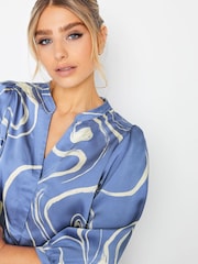 M&Co Blue Abstract 3/4 Sleeve Blouse - Image 4 of 4