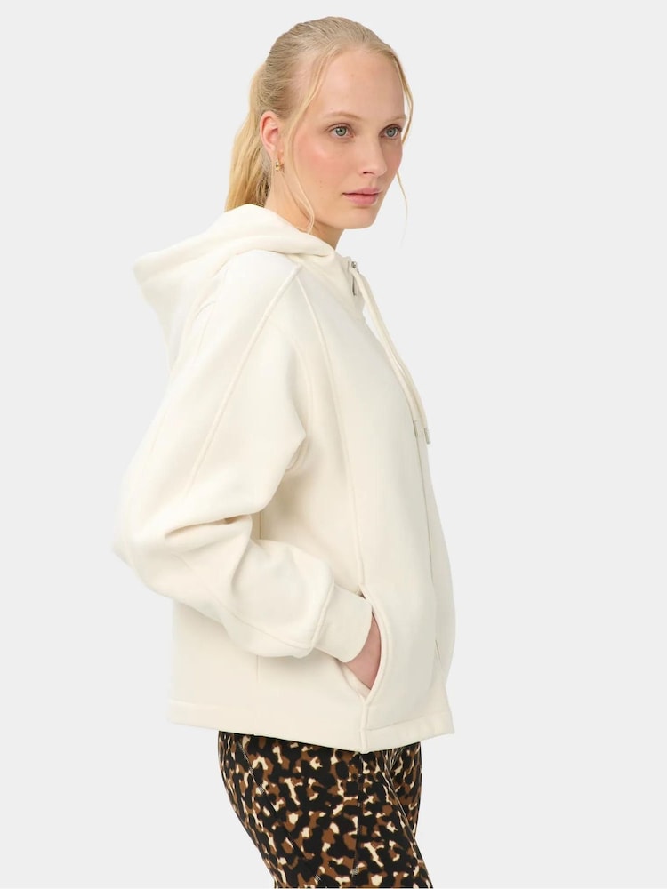 Sweaty Betty White Premium Brushed Zip Through Hoodies - Image 1 of 6