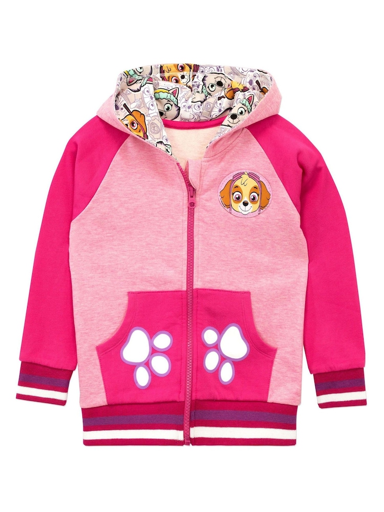 Character Pink Paw Patrol Zip Up 100% Cotton Hoodie - Image 1 of 2