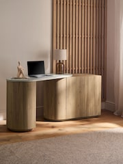 Light Natural Marble and Wood Effect Nomad Swivel Desk - Image 2 of 20