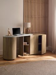 Light Natural Marble and Wood Effect Nomad Swivel Desk - Image 3 of 20