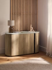 Light Natural Marble and Wood Effect Nomad Swivel Desk - Image 4 of 20