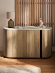 Light Natural Marble and Wood Effect Nomad Swivel Desk - Image 5 of 20