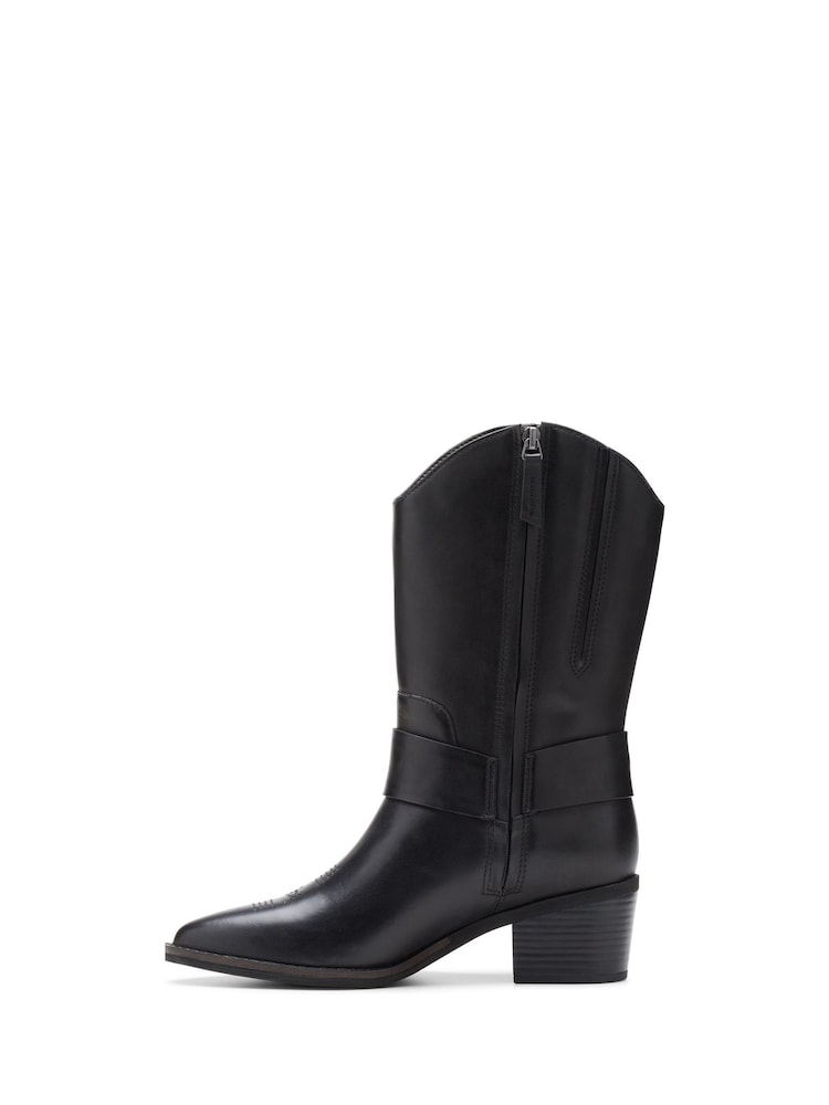 Clarks Black Leather Morzine Rise Western Boots - Image 2 of 7