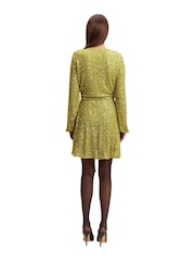 Bardot Green Sequin Bellissa Mini Wrap Dress - Image 2 of 6