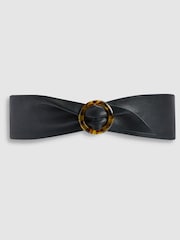 Black Leather Tort Buckle Waist Belt - Image 1 of 4
