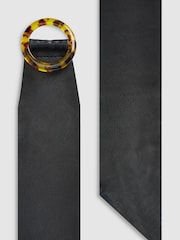 Black Leather Tort Buckle Waist Belt - Image 2 of 4