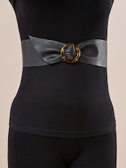 Black Leather Tort Buckle Waist Belt - Image 4 of 4