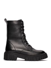 Clarks Black Leather Page Lace Boots - Image 1 of 7