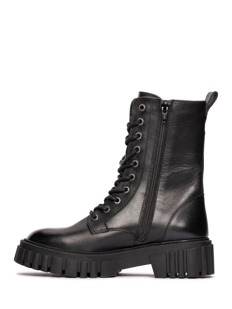 Clarks Black Leather Page Lace Boots - Image 2 of 7