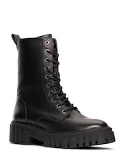 Clarks Black Leather Page Lace Boots - Image 3 of 7