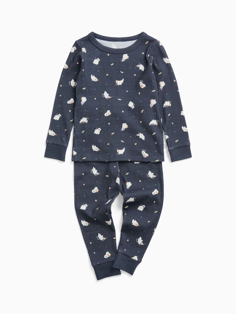 MORI pyjama d’Halloween côtelé bleu marine à imprimé Ghost Ensemble - Image 2 de 3 MORI pyjama d’Halloween côtelé bleu marine à imprimé Ghost Ensemble - Image 2 de 3
