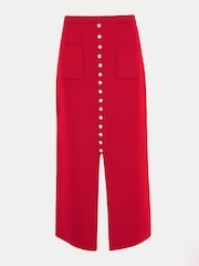 Jigsaw Red Cotton Button Skirt - Image 5 of 6