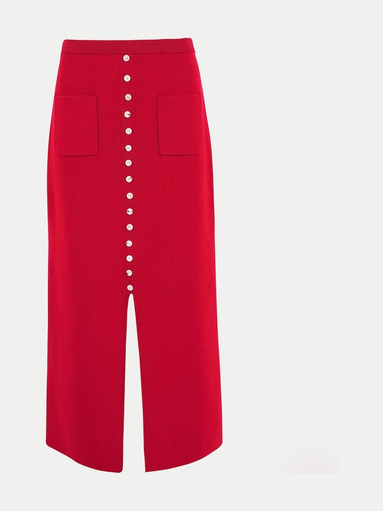 Jigsaw Red Cotton Button Skirt - Image 6 of 6 Jigsaw Red Cotton Button Skirt - Image 6 of 6