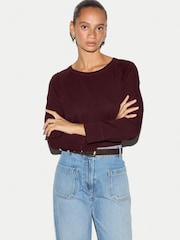 Καστανοκόκκινο - Jigsaw Cotton Luxe Raglan T-Shirt - Εικόνα 1 του 5