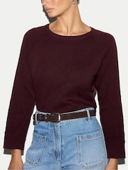 Καστανοκόκκινο - Jigsaw Cotton Luxe Raglan T-Shirt - Εικόνα 2 του 5