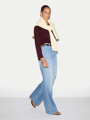 Καστανοκόκκινο - Jigsaw Cotton Luxe Raglan T-Shirt - Εικόνα 3 του 5