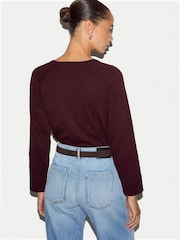 Καστανοκόκκινο - Jigsaw Cotton Luxe Raglan T-Shirt - Εικόνα 4 του 5