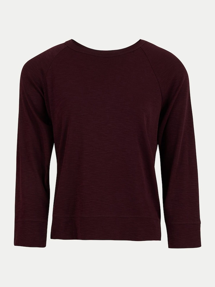 Καστανοκόκκινο - Jigsaw Cotton Luxe Raglan T-Shirt - Εικόνα 5 του 5