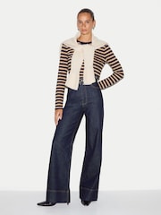 Jigsaw Cream Stripe Long Sleeve 100% Cotton T-Shirt - Image 3 of 5