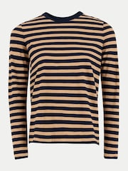 Jigsaw Cream Stripe Long Sleeve 100% Cotton T-Shirt - Image 5 of 5