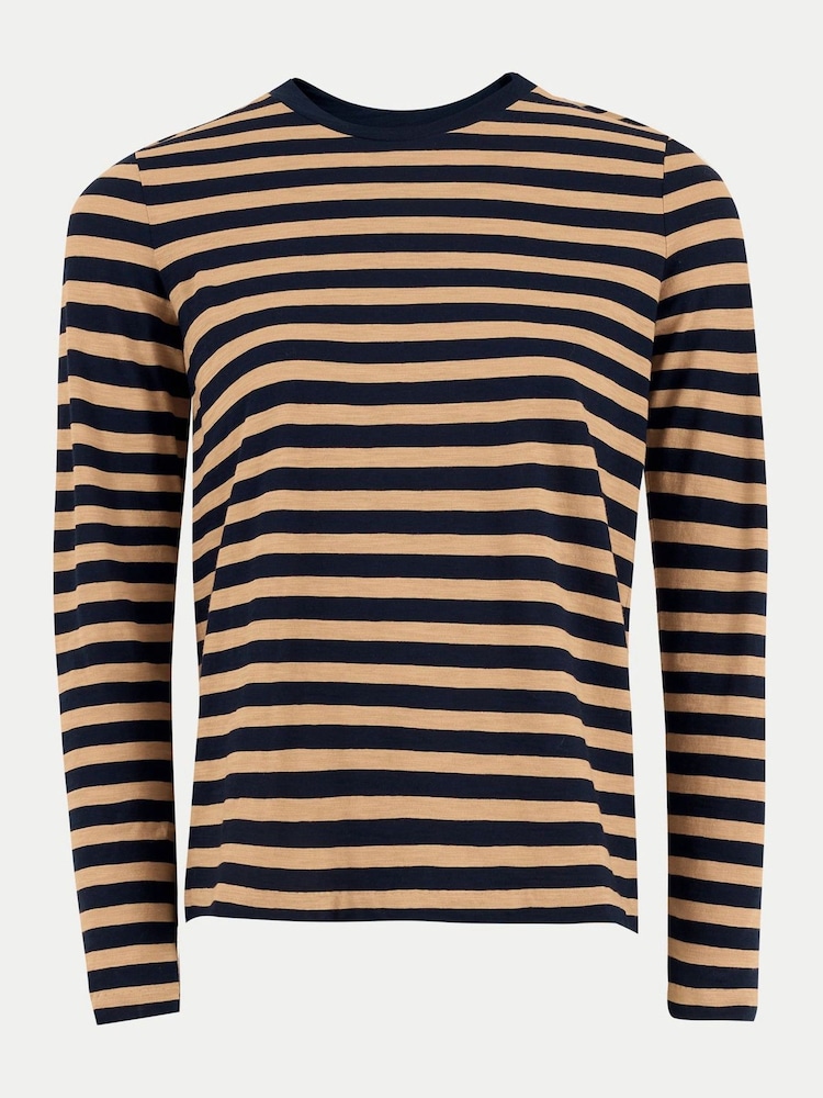 Jigsaw Cream Stripe Long Sleeve 100% Cotton T-Shirt - Image 5 of 5