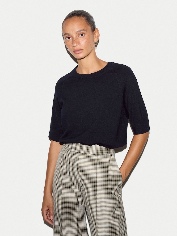 Jigsaw Blue Fine Merino Raglan T-Shirt - Image 1 of 4
