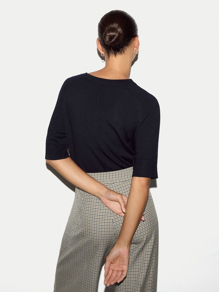 Jigsaw Blue Fine Merino Raglan T-Shirt - Image 4 of 4